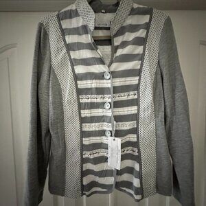 Top Shirt European M Grey|White New